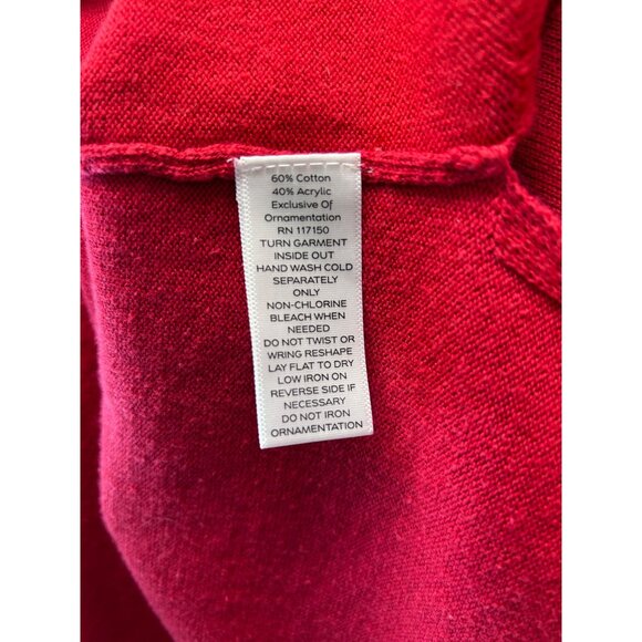 Quacker Factory 2X Red Long Sleeve Holiday Angel Embellished Sweater 60% Cotton - Picture 6 of 8